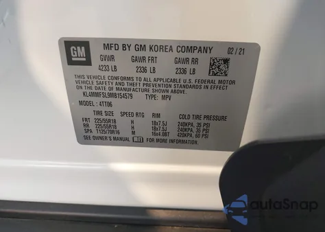 2021 Buick Encore Gx Fwd Essence из США, поврежденный, VIN KL4MMFSL9MB154579